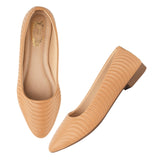 Shoetopia Women'S Tantextured Bellies Elegant Slip-On Flats With Wavy Design For Daily Office & Casual Eu40 Bronze,Bronze,7,B0DRJG98WC