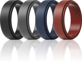 Thunderfit Silicone Wedding Rings For Men - Step Edge Sleek Design Rubber Engagement Bands 8Mm Width 2Mm Thickness (Pack O Size 6.5-7) -Used