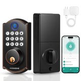 VIVOHOME Smart Lock for Front Door with Gateway, Keyless Entry Door Lock with Fingerprint, WiFi App Remote Control, Electronic K