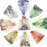 brown leaf 12X9 Cm Transparent Multi Printed Organza Potli Bags Jewellery Pouch Best for Wedding Diwali Rakhi Party Supply Birth