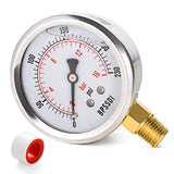 BPSSDI 0-230 Psi Glycerin Liquid Filled Pressure Gauge, 2.5 Dial Size, 1/4 NPT Lower Mount, 304 Stainless Steel Case, for Pool P