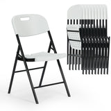 Real Relax Portable Handle Hole, Event Office Wedding Party Plastic Folding Chair, 10 Pack, White
