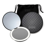 Ilios Lighting Black LED Compact Mirror with Light and 1x and 10x Magnifying Mirror in 5-inch mini Size Ideal for Travel