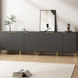 Sscaktu 94.5 Buffet Cabinet with Storage, Set of 2, Fluted Sideboard Storage with 3 Doors, Modern Accent Table with Adjustable S