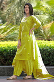 Gosriki Women'S Rayon Blend Hand Block Printed Straight Kurta With Pant & Dupatta (Ragsri Mehandi-Gs_L_Mehandi_Large),Mehandi,,B0DC6KV48D