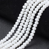 10 Strands Briolette Faceted Glass Beads 6x5mm White Rondelle Tiny Crystal Beads 870pcs for Bracelets Necklace Jewelry Making
