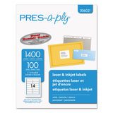 PRESaply 30602 Laser Address Labels, 1 1/3 x 4, White, 1400/Box