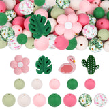 120pcs Silicone Beads for Keychain Making,Focal Beads and 15mm 12mm Silicone Beads for Pens Bracelet Making DIY kit (Flamingo)