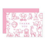 Whaline 24 Pack Pink Baby Shower Thank You Card Greeting Cards with Envelopes Stickers Cute Animal Blank Note Cards for Girl Gen
