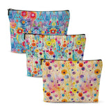 3Pcs Watercolor Flowers Cosmetic Bags for Women, Makeup Bag, Cute Travel Toiletry Bag Make up Bag Zipper Organizer Bachelorette