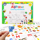 Patpat 25 Pages Alphabet Tracing Book With Preschool Stickers, Coloring Educational Activity Book For Kids 35 Years, Reusable D