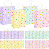 Humyoun 24 Pcs Pastel Paper Gift Bags with Handles, Pastel Dots Goodies Treat Candy Bags for Holiday Party Favor Gift Wrapping B