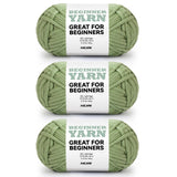 3x60g Light Sage Yarn for Crocheting and Knitting;3x66m (72yds) Cotton Yarn for Beginners with Easy-to-See Stitches;Worsted-Weig