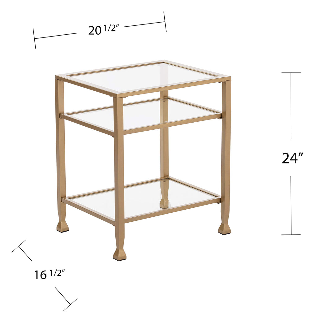Sei Furniture Jaymes Metal & Glass 3-Tier End Table, Soft Gold