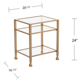 Sei Furniture Jaymes Metal & Glass 3-Tier End Table, Soft Gold