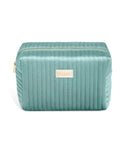 Benevolence LA Large Capacity Travel Cosmetic Bag, Premium Velvet Toiletry Bag for Women, Versatile Use, Cyan