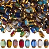 SUNNYCLUE 1 Box 160Pcs 8 Colors Faceted Glass Bead Rice Shaped Beads Bulk 4x7mm Mini Colorful Golden Electroplate Crystal Oval B