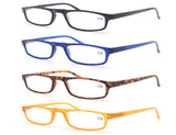 MODFANS Reading Glasses +2.5-4 Pairs Fashion Readers Narrow Frame Spring Hinge for Men Women