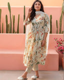 Anni Designer Women'S Rayon Viscose Printed Anarkali Kurta With Pant & Dupatta (Sudan Cream-Vks03_L_Cream_Large),Cream,L,,,