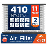 2 Pack 410 Replacement Air Filter, MERV 11,Actual Size: 16x28x4, Nominal Size: 16x25x4, HVAC Furnace Filter, Compatible with Apr
