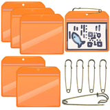 Geyee 6 Pack Fishing Hunting License Holder Waterproof Fluorescent Orange ID Holder with 6 Bronze Safety Pins Heavy Duty for Lic