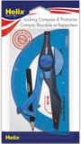 Helix Plastic Locking Compass and Protractor 2 Piece Set Geometry, Drafting & Drawing