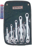 Wright Tool 9439 Ratchet Box Wrench Set with Denium Tool Roll (5Piece), Silver