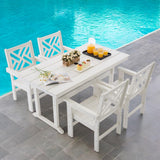 AXMOLM 5 Piece HDPE Outdoor Dining Set for 4, Patio Dining Furniture Set with Umbrella Hole, Outdoor Table and Chairs for Garden