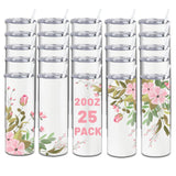 Kocdam 25 Pack Sublimation Tumblers Bulk 20oz, Sublimation Blanks Skinny Straight with Lids and Straws Bulk, Stainless Steel Dou