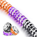Ferreve 600 Pcs Halloween Spacer Beads for Jewelry Making 8mm Rhinestone Spacer Beads for Beaded Pens Purple Black Green Crystal