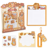 FunBlast Pudding Bear Bookmark Sticky Note Set 60 SelfStick Note Pads with Bookmark & 6 PET Stickers, Aesthetic Sticky Notes,