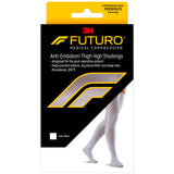 FUTURO Anti-Embolism Thigh Length Stockings, Large Regular, White. Moderate (18 mm/Hg)