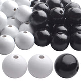 Aylifu Round Wood Beads, 50pcs 25mm Natural Round Wooden Beads Small Hole Wood Loose Beads Smooth Painted Spacer Loose Beading S