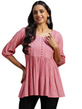 Libas Women'S Silk Blend Solid Regular Kurti (29136 Pink