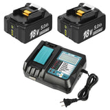 BL1850B 18V 5.0Ah Battery and Charger for Makita,New Version DC18RC Charger with LCD Display Compatible with Makita LXT BL1850 B