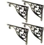 Shelf Brackets 6 Inch 4 Pack Heavy Duty Brushed Antique Brass Wall Bracket Victorian Kitchen Decorative Rack Shelves, Shelf Brac