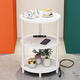 RISWER Small Round Side Table - 3-Tier Oval Accent Table for Small Spaces, Rustic Wood and Metal Nightstand for Living Room or B