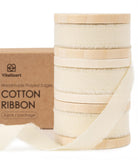 Vitalizart White Cotton Ribbon Handmade Fringe 5/8 x 21 Yd Cream Pure Natural Cotton Ribbons for Gift Wrapping Wedding Invites