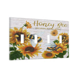 Sunflower Bee Oil Painting 4 Gang Light Switch Cover Plate Quad Toggle Wall Plate Decorative Switch Electrical Faceplate for Hom