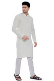 Divisive Men'S Sequince Embroidered Cotton Blend Only Slim Fit Kurta (Dkrt674_S_Cream)