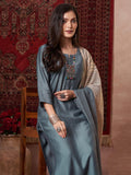 Anni Designer Women'S Rayon Viscose Solid Straight Kurta With Pant & Dupatta (Raja Saab Grey-Vks13_3Xl_Grey_Xxx-Large),Grey,3XL,,,