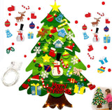 Montessori Felt Christmas Tree for Toddlers,Montessori Felt Christmas Tree with 32 Ornaments & Lights
