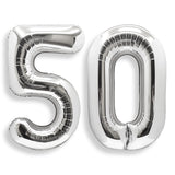 AULE 40 Inch Jumbo Silver Foil Mylar Number Balloons for Men Women 50th Birthday Party Decorations 50 Years Old Anniversary Part