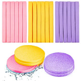 Navansiq Compressed Facial Cleansing Sponge for Face Wash & Makeup Removal, Exfoliating Round Beauty Pad, Multicolor, Pack of 12