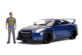 Fast & Furious 1:18 Nissan GTR R35 & 3 Brian Figure, Toys for Kids and Adults