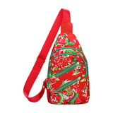 Ujeavette Crossbody Bag Northeast Floral Print Shoulder Bag For Outdoor Jogging Sports Red