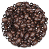 ZHIYUXI 135PCS Brown Large Hole Wooden Beads for Hair Braids, Mixed Size Wood Bead 30x20mm & 15x10mm, Natural Rustic Macrame Bea