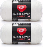Red Heart Super Saver Jumbo White Yarn 2 Pack of 396g/14oz Acrylic 4 Medium (Worsted) 744 Yards Knitting/Crochet