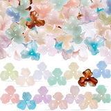 Ashmacdo 48Pcs 16 Styles Acrylic Flower Bead Caps 3-Petal Flower Bead End Caps Spacer Charms Plastic Floral Loose Craft Beads fo