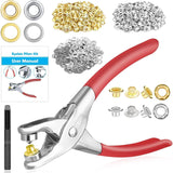 803Pcs Grommet Eyelet Pliers Kit, 1/4 Inch 6mm(Inside Diameter) Grommet Tool Kit with 800 Metal Eyelets with Washers in Gold and